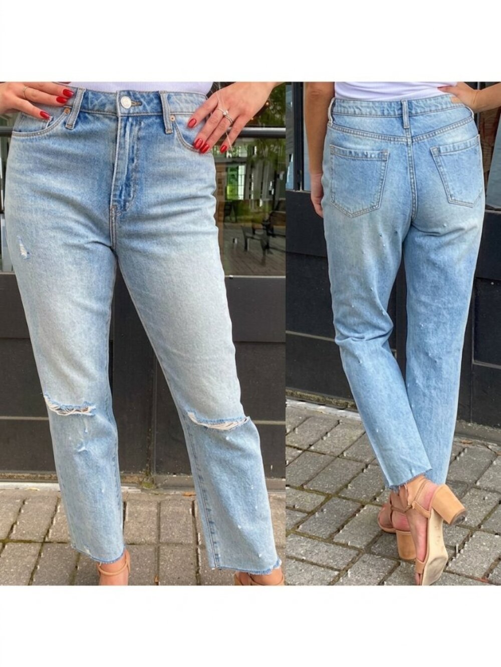 BLANK NYC BLANKNYC Madison High Rise Crop Jeans Light Wash Ripped High Waisted